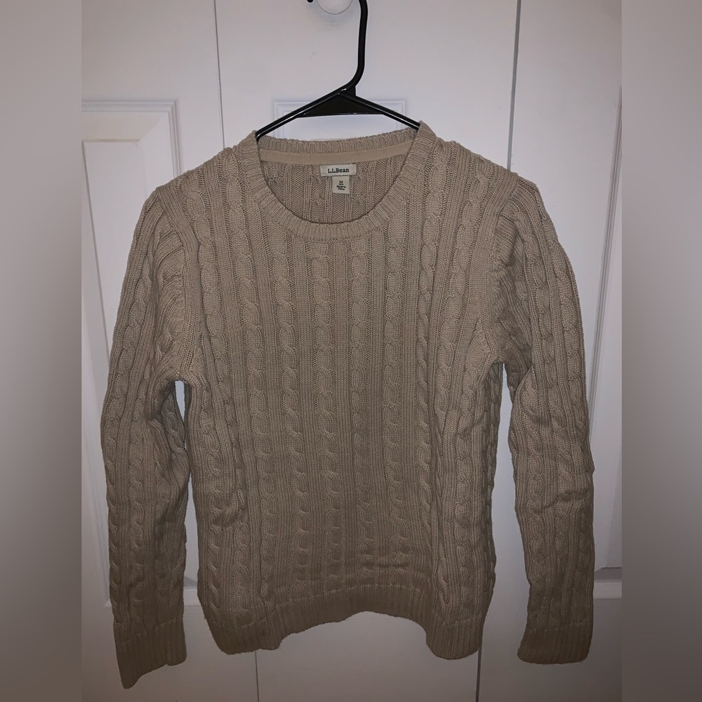 L.L Bean Cable Knit Beige Sweater